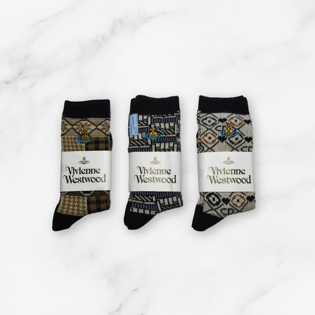 [20036] - 3 Pairs Women’s Cotton Blend High-Cut Crew Socks – Breathable Stripes/Shapes & Everyday Comfort_11