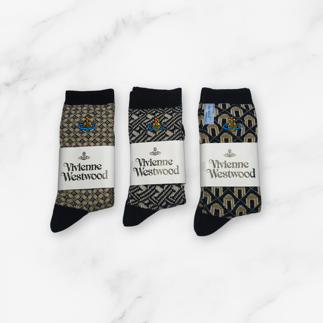 [20036] - 3 Pairs Women’s Cotton Blend High-Cut Crew Socks – Breathable Stripes/Shapes & Everyday Comfort_12