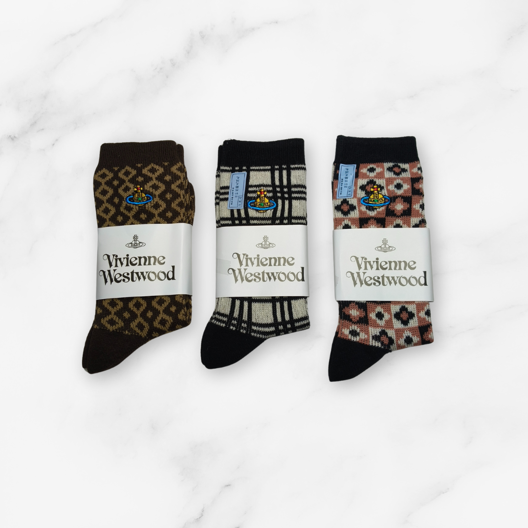 [20036] - 3 Pairs Women’s Cotton Blend High-Cut Crew Socks – Breathable Stripes/Shapes & Everyday Comfort_15