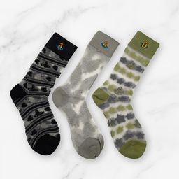 [20028] - 3 Pairs Women’s Sheer High-Cut Crew Socks – Breathable Floral Motifs