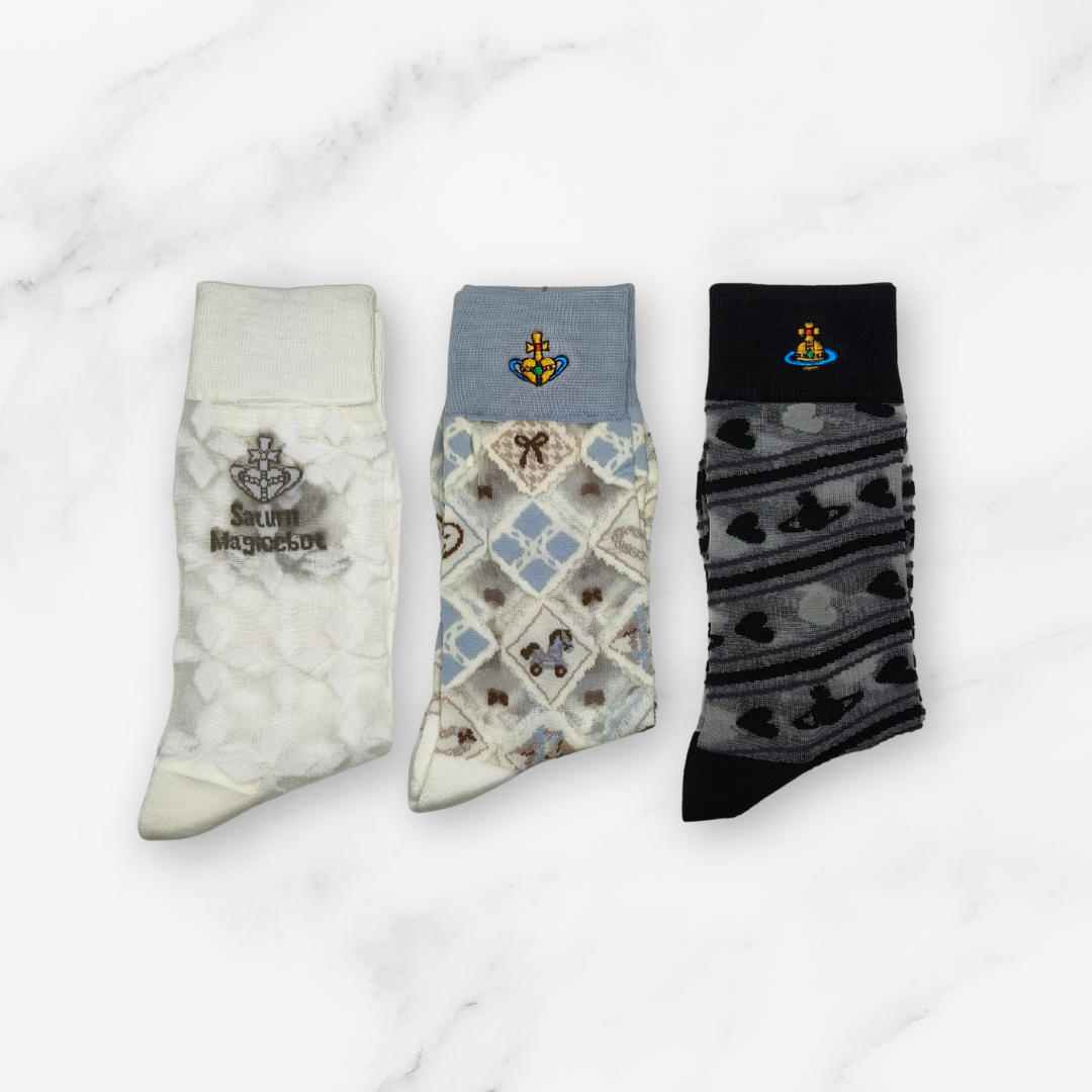 [20024] - 3 Pairs Women’s Sheer High-Cut Crew Socks – Breathable Floral Motifs_2