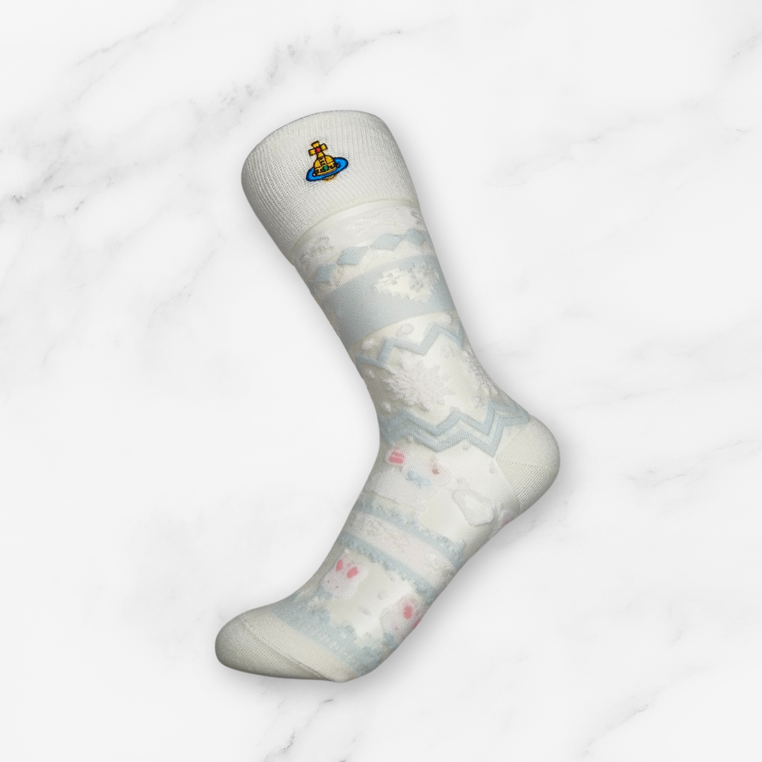[20005] - 3 Pairs Women’s Sheer High-Cut Crew Socks – Breathable Floral Motifs_3