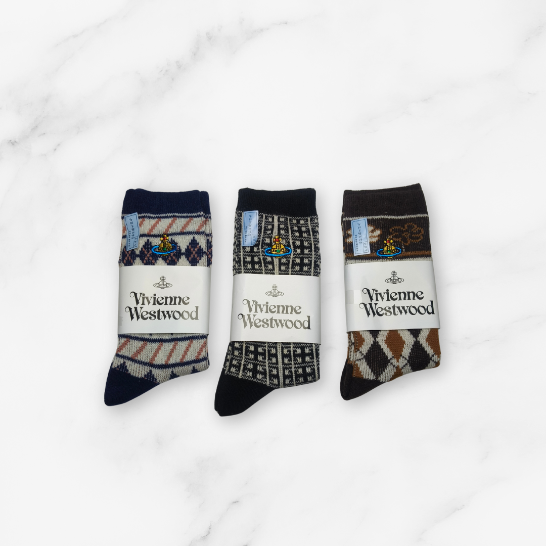 [20037] - 3 Pairs Women’s Cotton Blend High-Cut Crew Socks – Breathable Stripes/Shapes & Everyday Comfort_7
