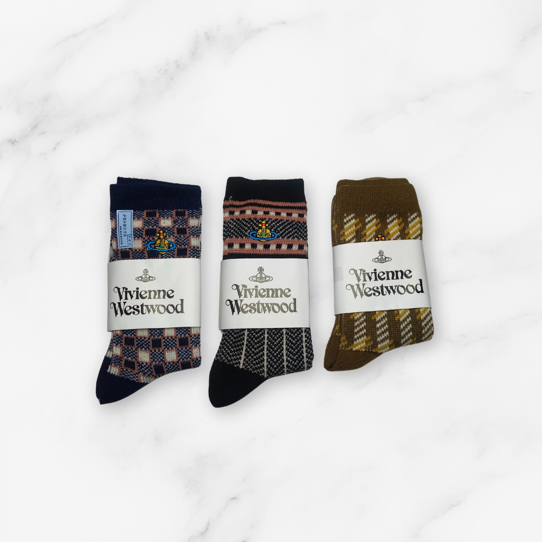 [20037] - 3 Pairs Women’s Cotton Blend High-Cut Crew Socks – Breathable Stripes/Shapes & Everyday Comfort_9