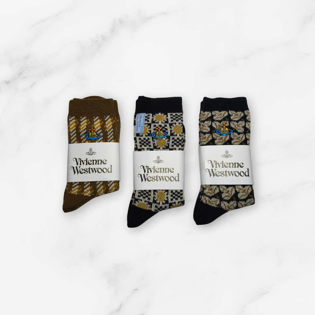 [20036] - 3 Pairs Women’s Cotton Blend High-Cut Crew Socks – Breathable Stripes/Shapes & Everyday Comfort_19