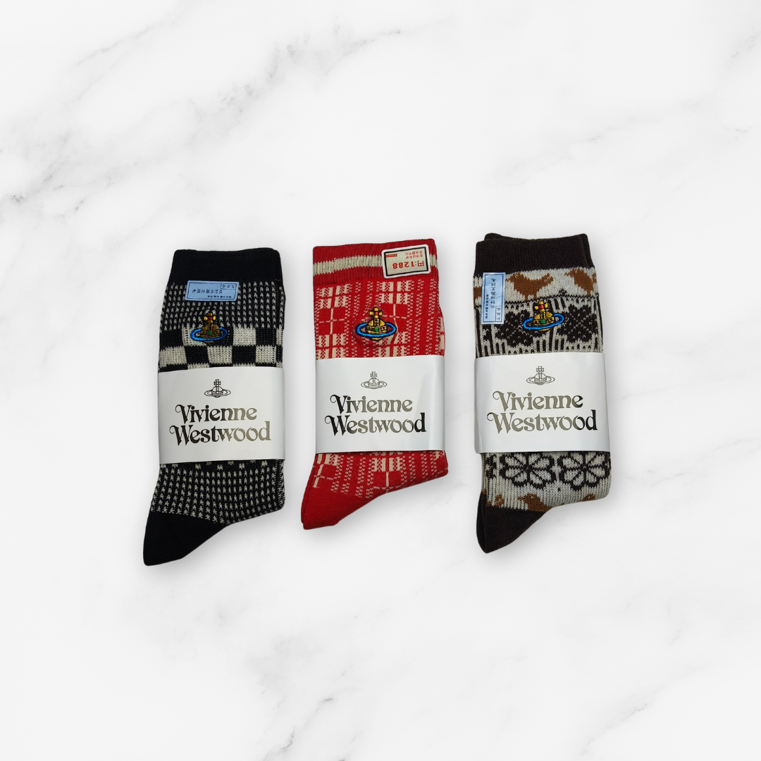 [20036] - 3 Pairs Women’s Cotton Blend High-Cut Crew Socks – Breathable Stripes/Shapes & Everyday Comfort_22