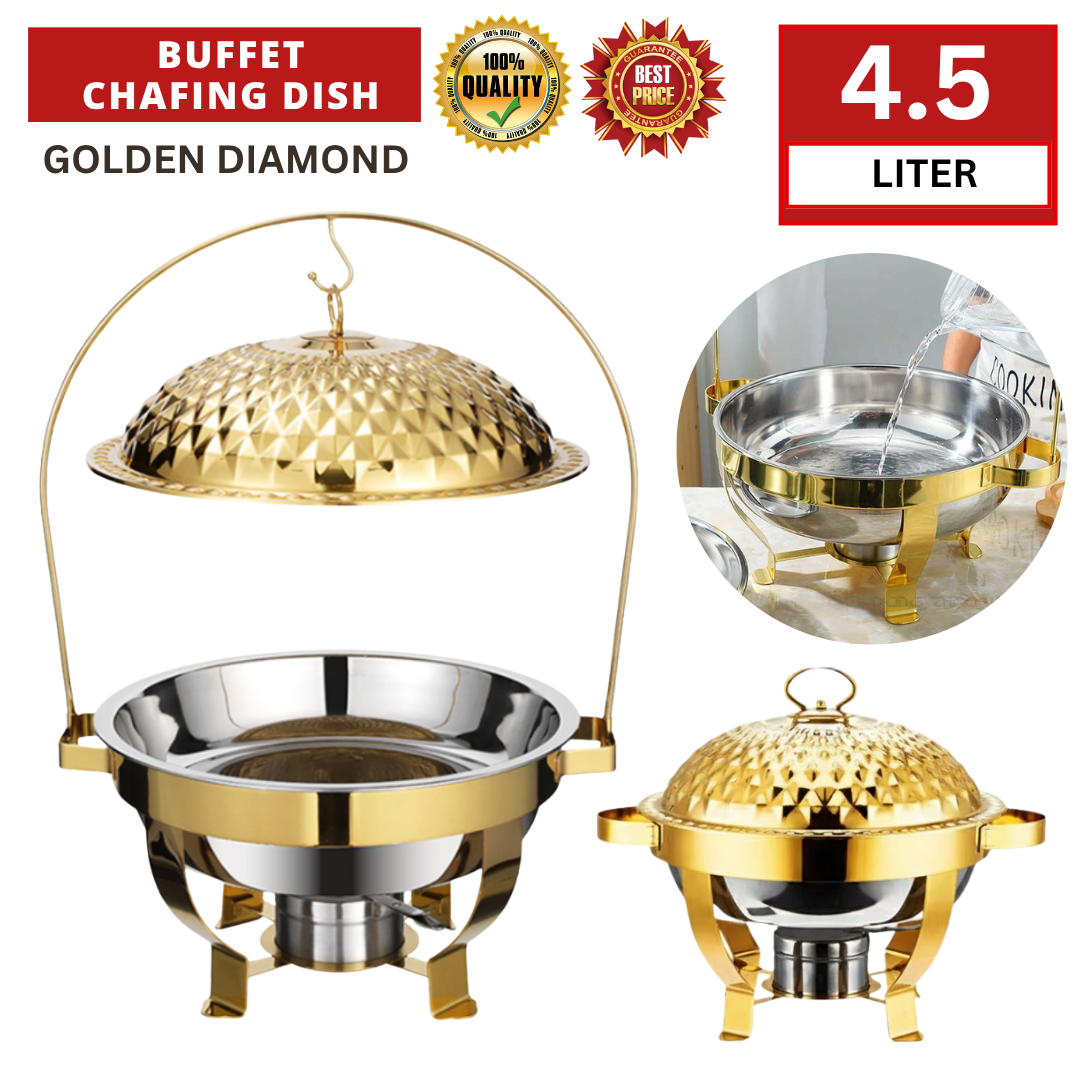 HOOK BUFFET CHAFING DISH 4.5L GOLDEN DIAMOND (BUFET PENGHANGAT MAKANAN)