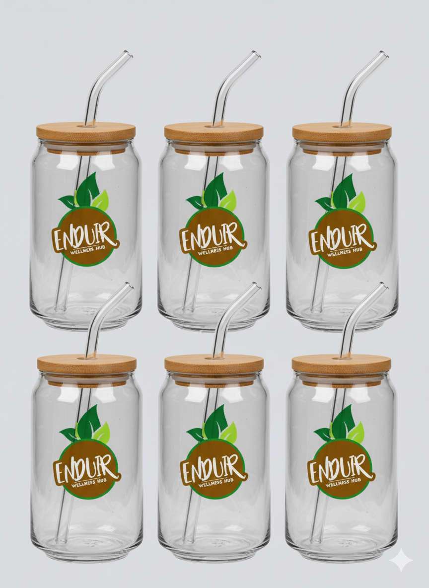 Glass Cup with Bamboo Lids and Glass Straw_0
