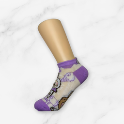 [10039] - 3 Pairs Women's High-Cotton Low-Cut Ankle Socks – Breathable, Stylish Graphic Motifs & Everyday Comfort