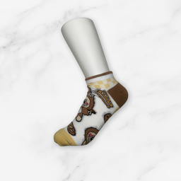 [10040] - 3 Pairs Women's High-Cotton Low-Cut Ankle Socks – Breathable, Assorted Graphic Motifs & Everyday Comfort