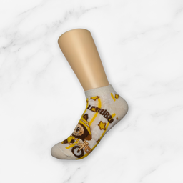 [10040] - 3 Pairs Women's High-Cotton Low-Cut Ankle Socks – Breathable, Assorted Graphic Motifs & Everyday Comfort