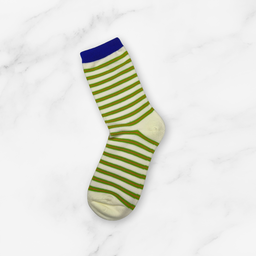[10052] - 3 Pairs Women’s Cotton Blend High-Cut Crew Socks – Breathable Stripes/Plain & Everyday Comfort 
