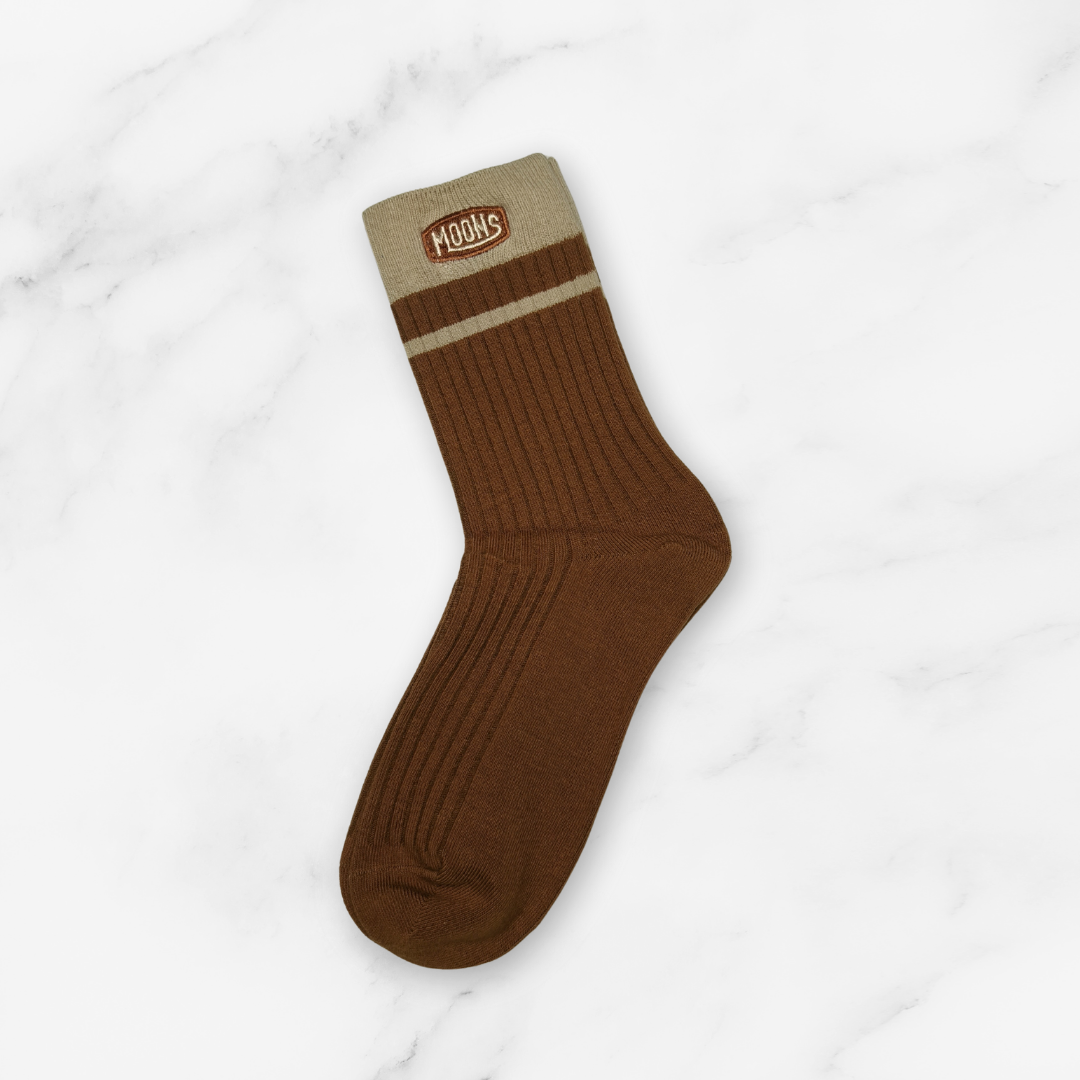 [10079] - 5 Pairs Men’s Cotton Blend High-Cut Crew Socks – Breathable Stripes/Plain & Everyday Comfort _3