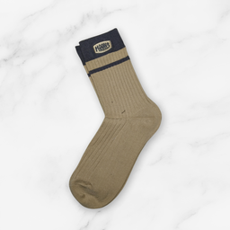 [10079] - 5 Pairs Men’s Cotton Blend High-Cut Crew Socks – Breathable Stripes/Plain & Everyday Comfort 