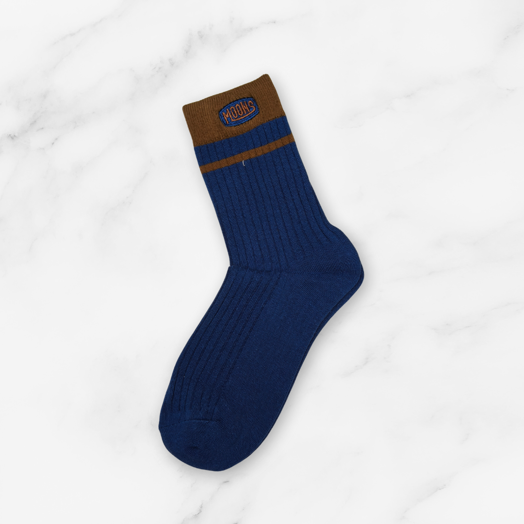[10079] - 5 Pairs Men’s Cotton Blend High-Cut Crew Socks – Breathable Stripes/Plain & Everyday Comfort _4