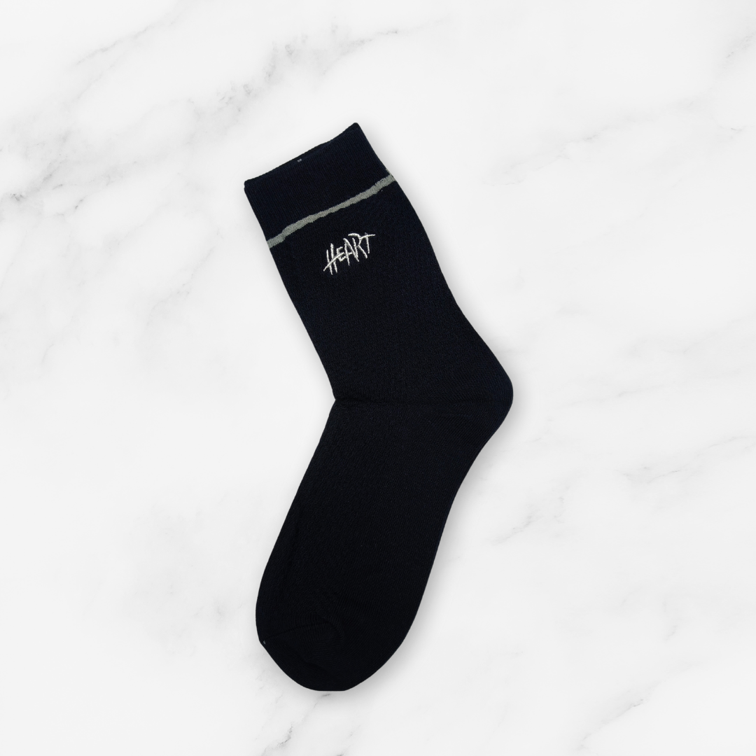 [10088] - 5 Pairs Men’s Cotton Blend High-Cut Crew Socks – Breathable, Embroidered/Stripe Mix & Comfort _2