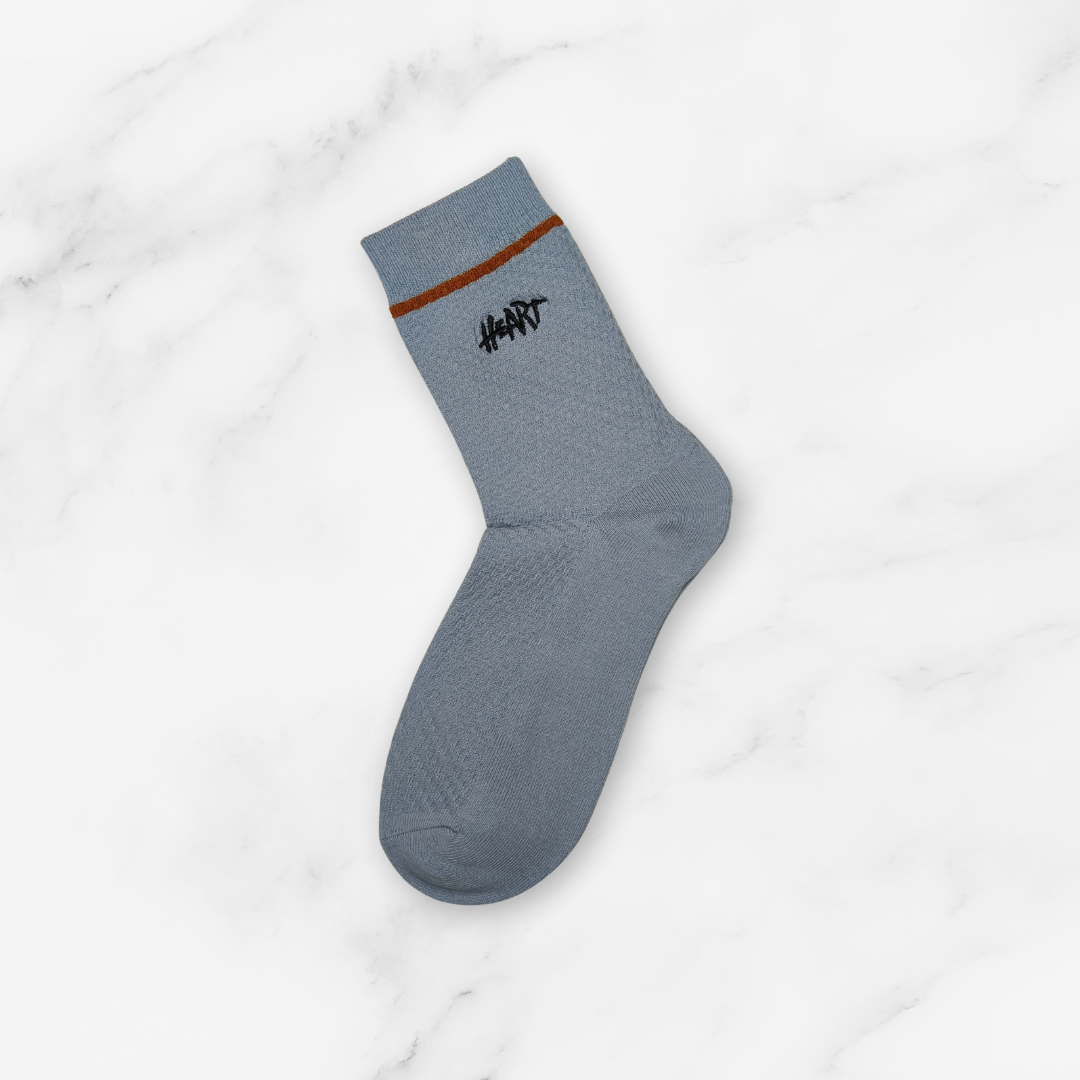 [10088] - 5 Pairs Men’s Cotton Blend High-Cut Crew Socks – Breathable, Embroidered/Stripe Mix & Comfort _6