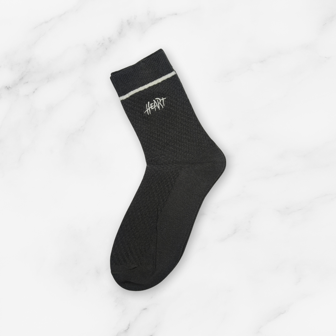 [10088] - 5 Pairs Men’s Cotton Blend High-Cut Crew Socks – Breathable, Embroidered/Stripe Mix & Comfort _3