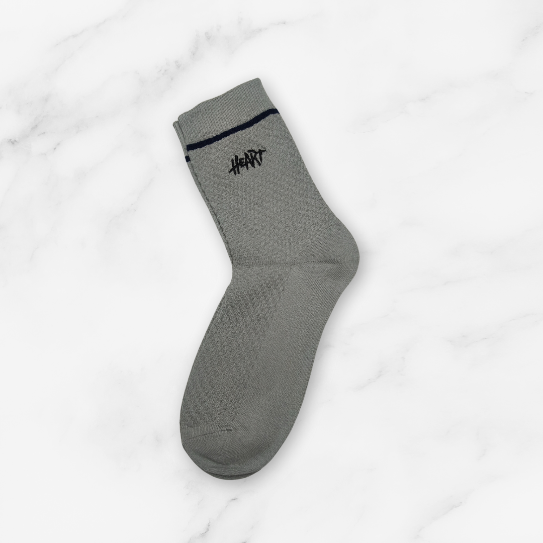 [10088] - 5 Pairs Men’s Cotton Blend High-Cut Crew Socks – Breathable, Embroidered/Stripe Mix & Comfort _5