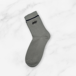 [10088] - 5 Pairs Men’s Cotton Blend High-Cut Crew Socks – Breathable, Embroidered/Stripe Mix & Comfort 