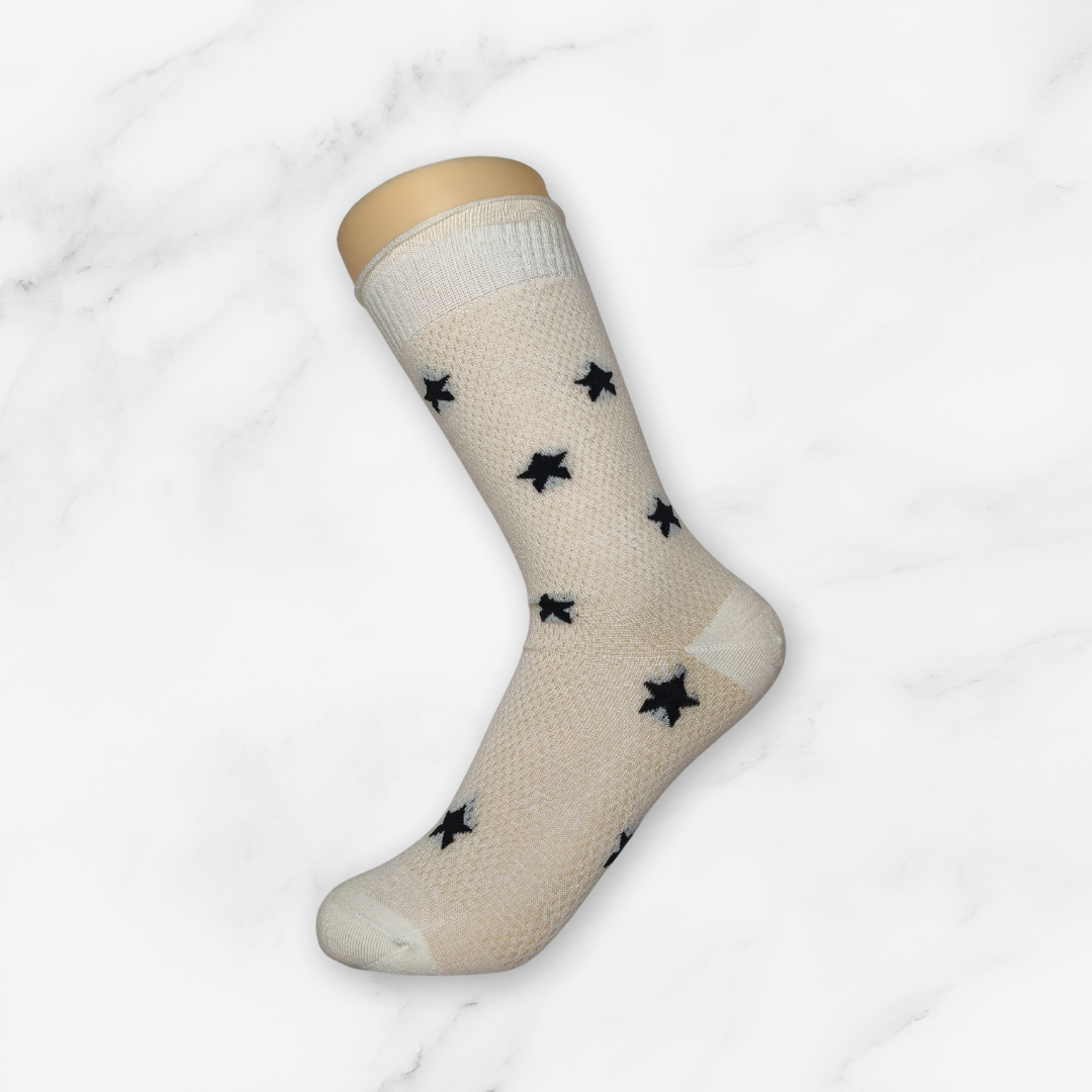 [10096] - 2 Pairs Women’s Cotton Blend Slouch Socks – Breathable Dots/Plain & Comfort _6