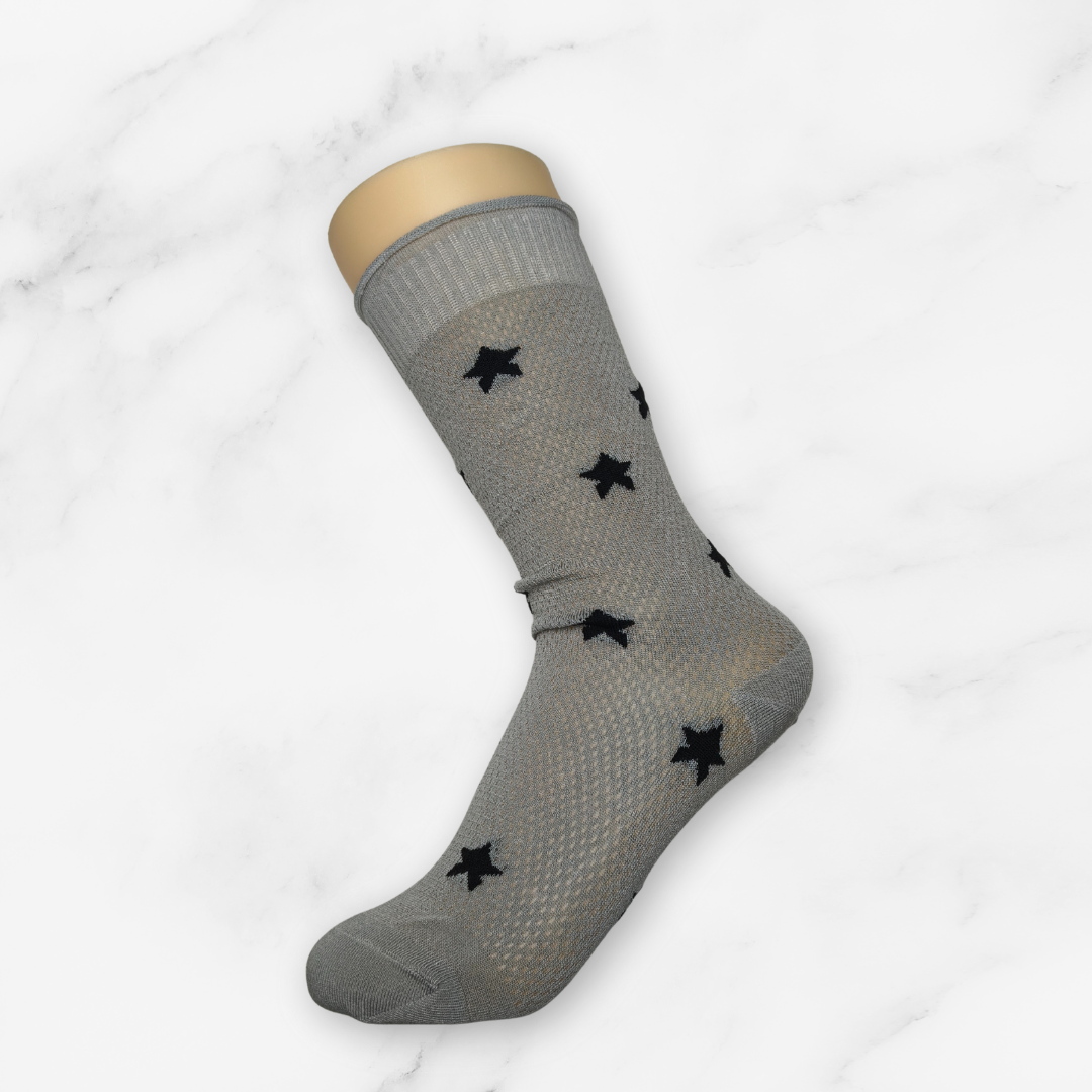 [10096] - 2 Pairs Women’s Cotton Blend Slouch Socks – Breathable Dots/Plain & Comfort _8