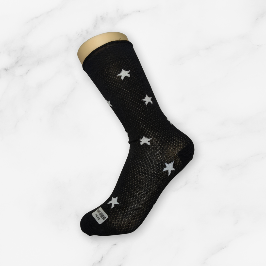 [10096] - 2 Pairs Women’s Cotton Blend Slouch Socks – Breathable Dots/Plain & Comfort _12