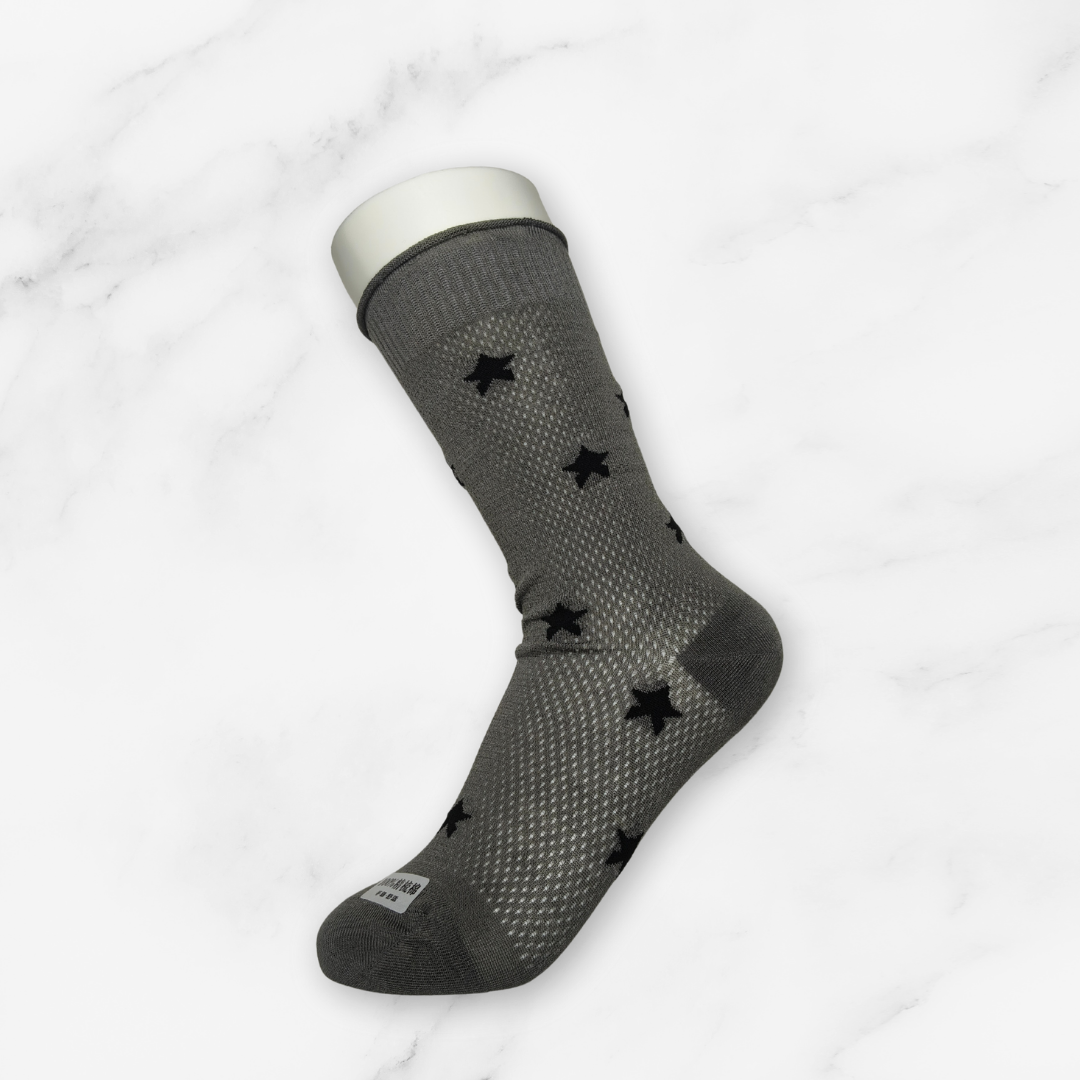 [10096] - 2 Pairs Women’s Cotton Blend Slouch Socks – Breathable Dots/Plain & Comfort _11