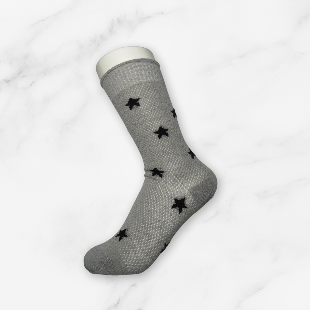 [10096] - 2 Pairs Women’s Cotton Blend Slouch Socks – Breathable Dots/Plain & Comfort _9