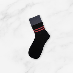 [10143] - 3 Pairs Women’s Cotton Blend High-Cut Crew Socks – Breathable Stripes/Plain & Comfort 