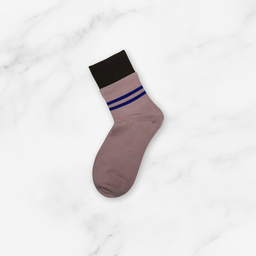 [10143] - 3 Pairs Women’s Cotton Blend High-Cut Crew Socks – Breathable Stripes/Plain & Comfort 