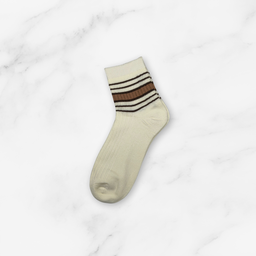 [10148] - 3 Pairs Men’s High-Cotton High-Cut Crew Socks – Breathable Stripes/Plain & Comfort 