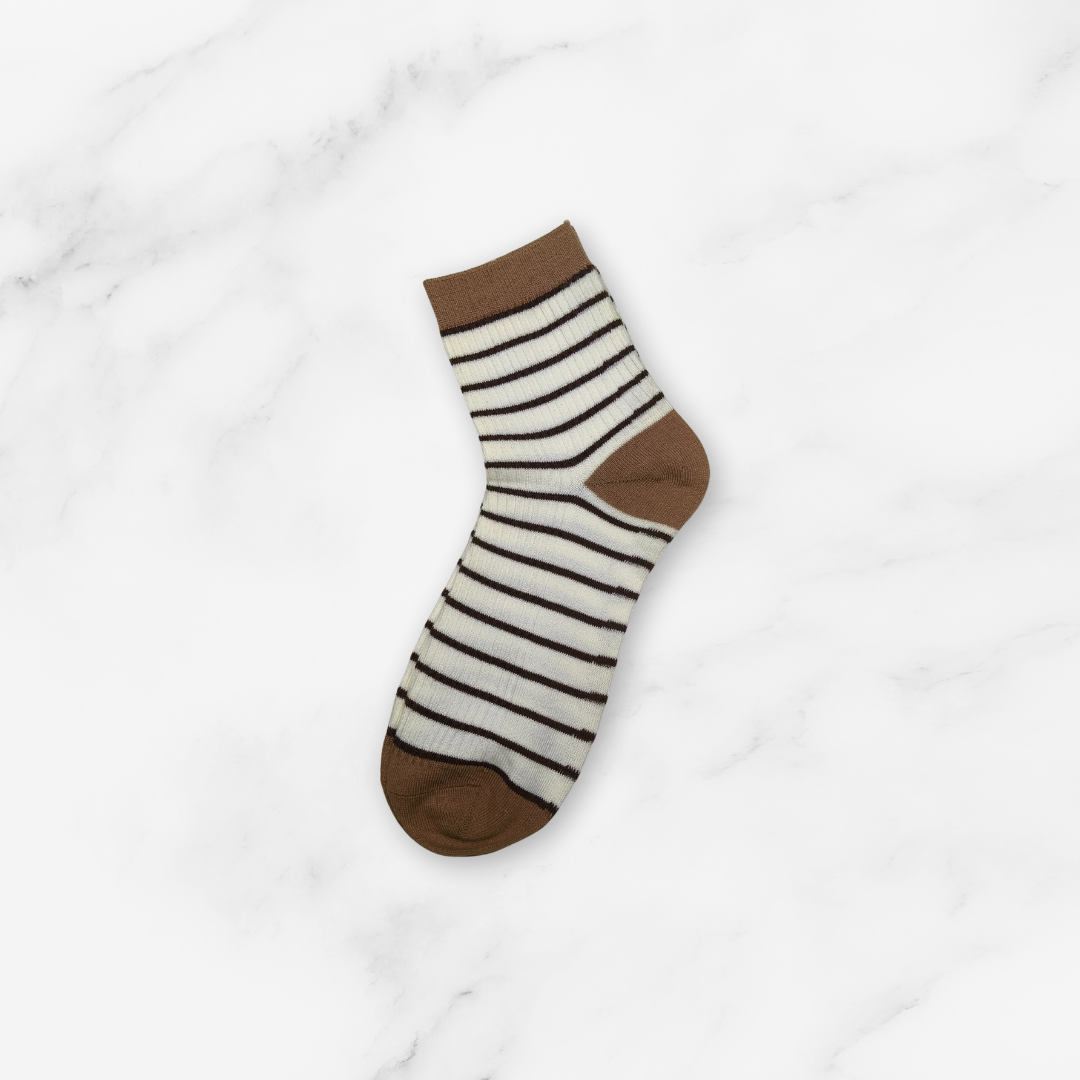 [10148] - 3 Pairs Men’s High-Cotton High-Cut Crew Socks – Breathable Stripes/Plain & Comfort _4