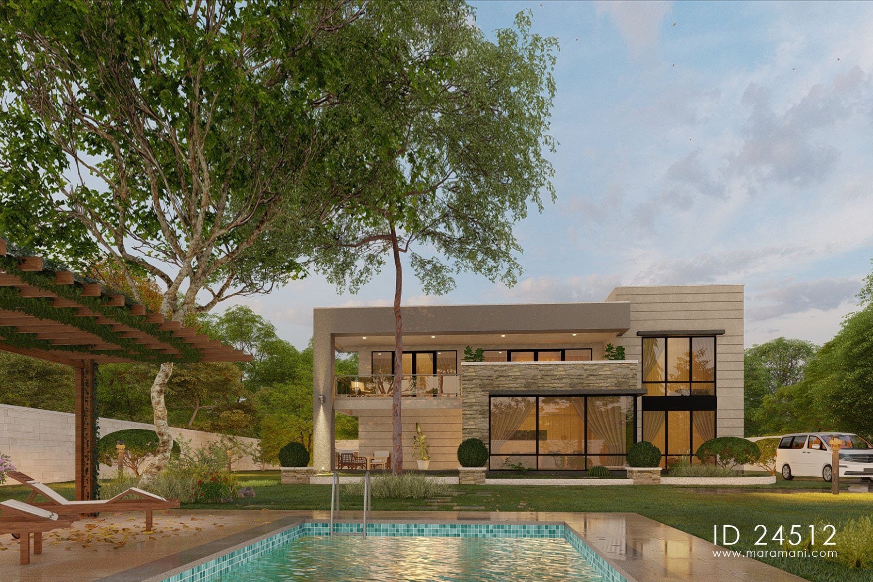 Flat roof 4 bedroom mansion - ID 24512_0