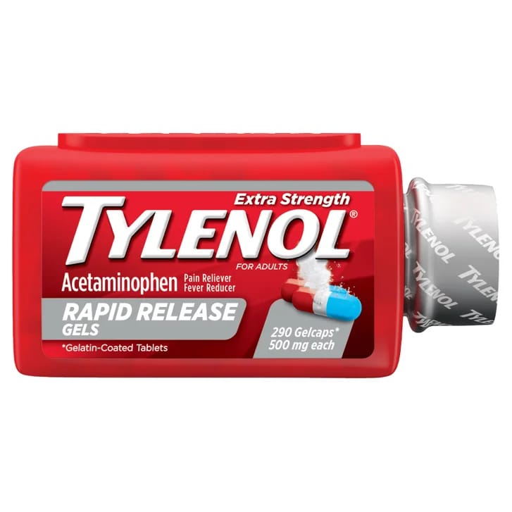 Tylenol Extra Strength Acetaminophen 500 mg, Pain & Fever Relief, 290 Rapid Release Gelcaps_0