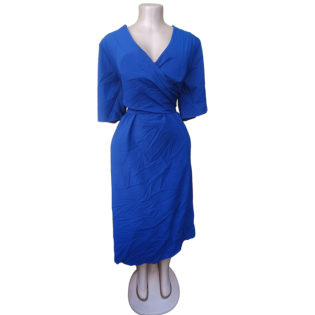 Elegant Royal Blue Wrap Dress