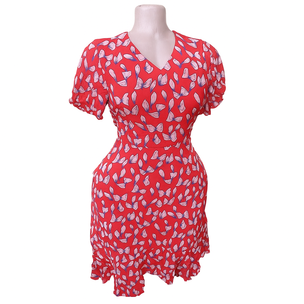 Red Dress with Butterfly Pattern