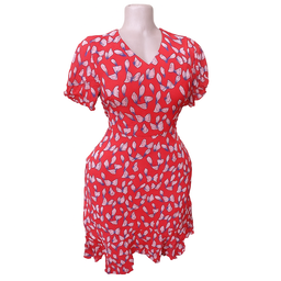 Red Dress with Butterfly Pattern