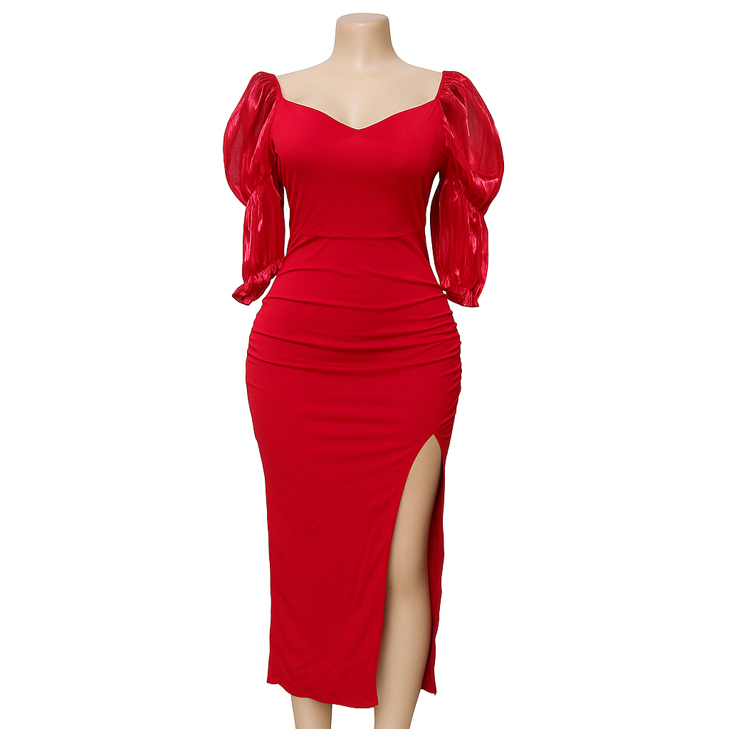 Elegant Red Midi Dress