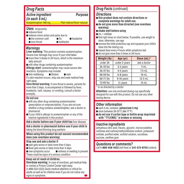 Children's Tylenol Liquid Pain Relief & fever Medicine_2