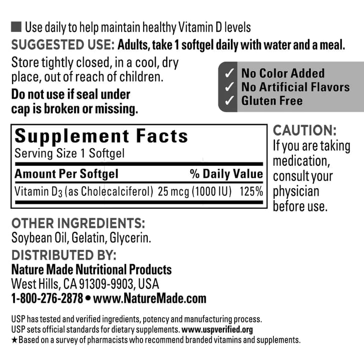 Nature Made - Vitamin D3 25 mcg_3