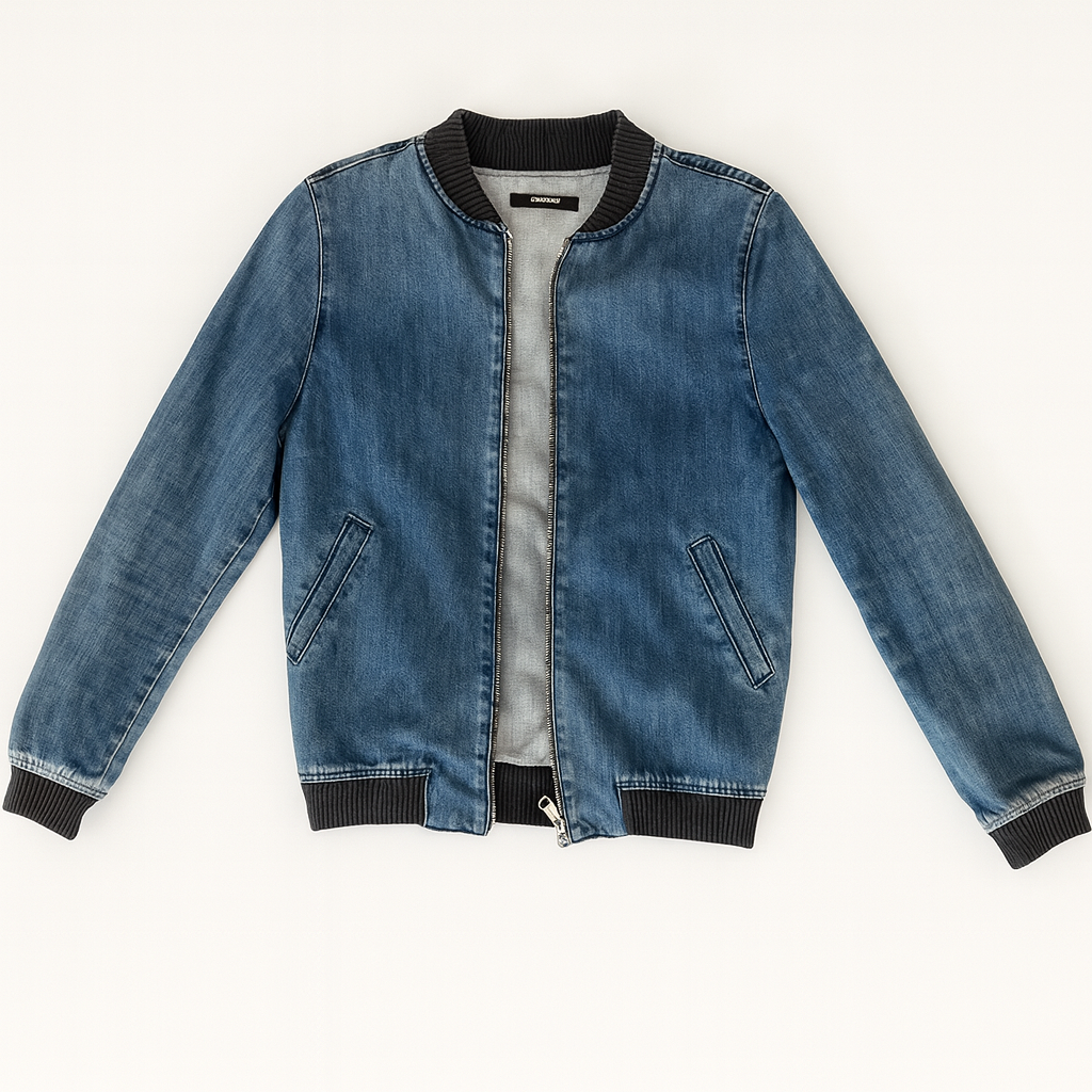 Chaqueta tipo bomber denim con ribetes elásticos - Size 4_0