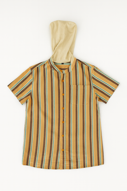 Camisa de rayas vintage con capucha beige - Size XL