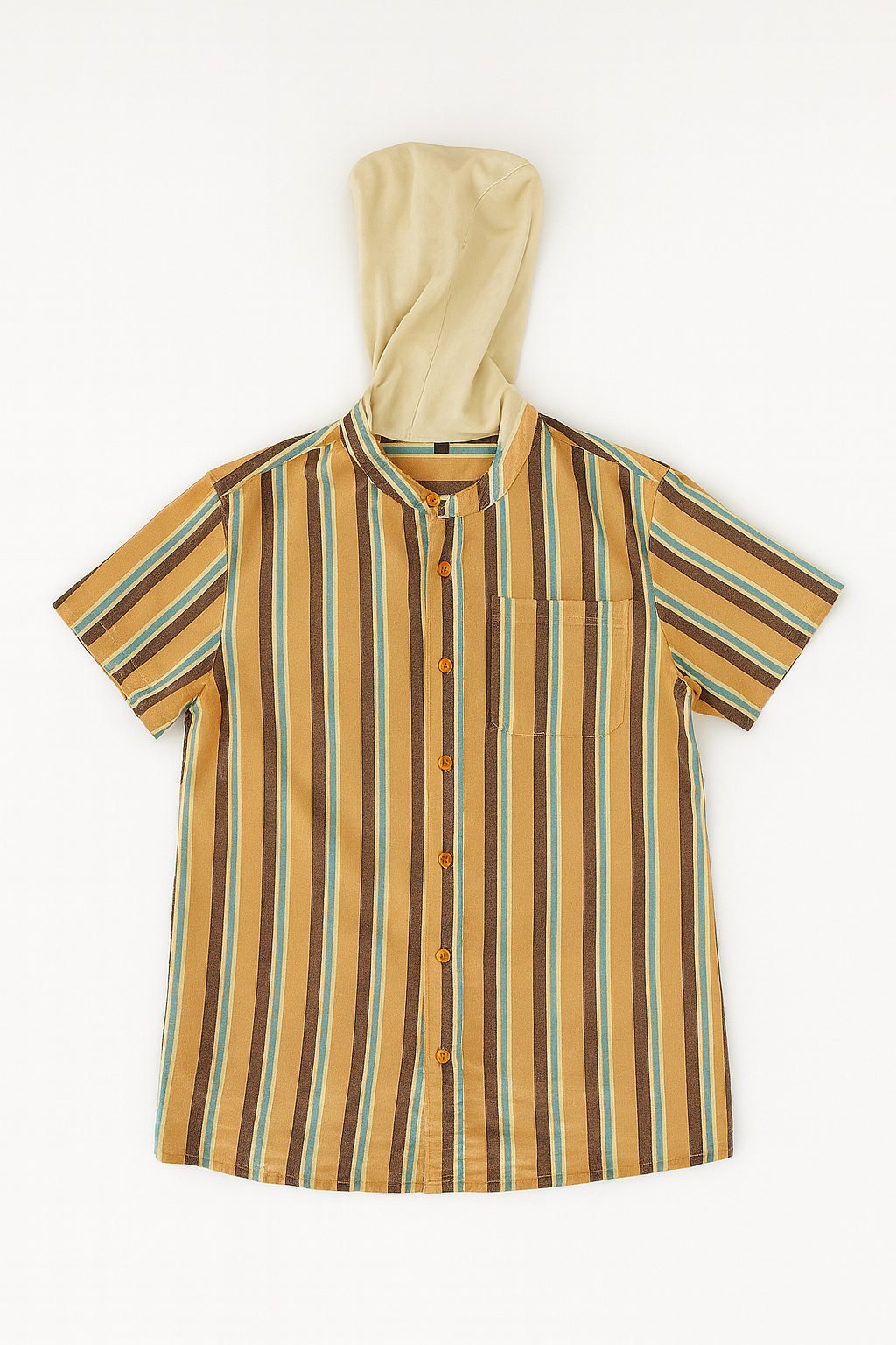 Camisa de rayas vintage con capucha beige - Size XL