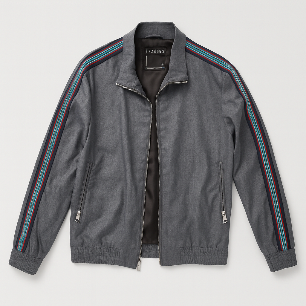 Chaqueta gris con franjas laterales multicolor - Size XXS