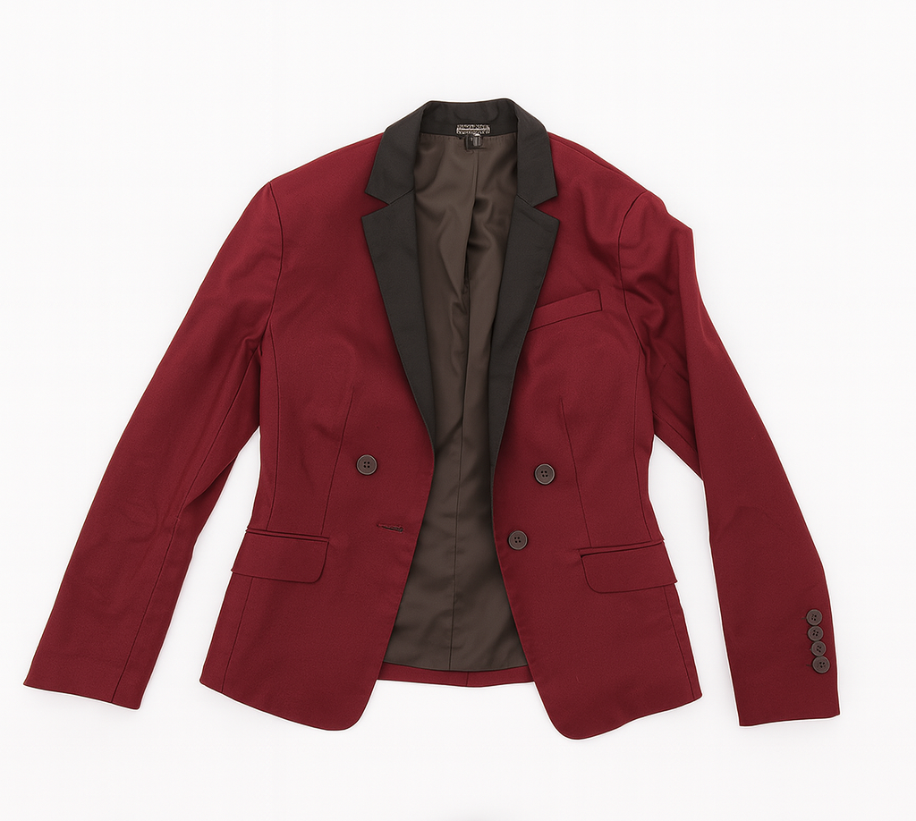Blazer burdeos con solapas negras - Size S