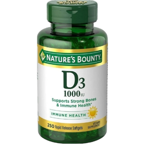 Nature's Bounty Vitamin D3-1000 IU, Rapid Release Softgels 250 ea (Pack of 2)
