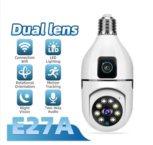 CCTV V380 E27A WIFI/4G CCTV Dual Lens Bulb 360°Camera 1080P HD Wireless Intelligent Security