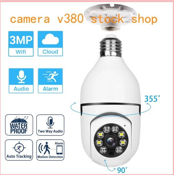 CCTV V380 Q16S BULB Camera Auto Tracking Night Vision 1080p Wireless CCTV IP Security Camera_1