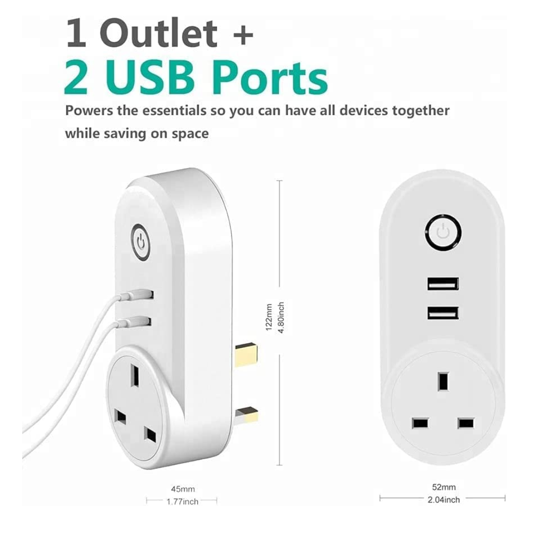 TUYA Smart Wifi Socket With 2 USB Port 16A_1
